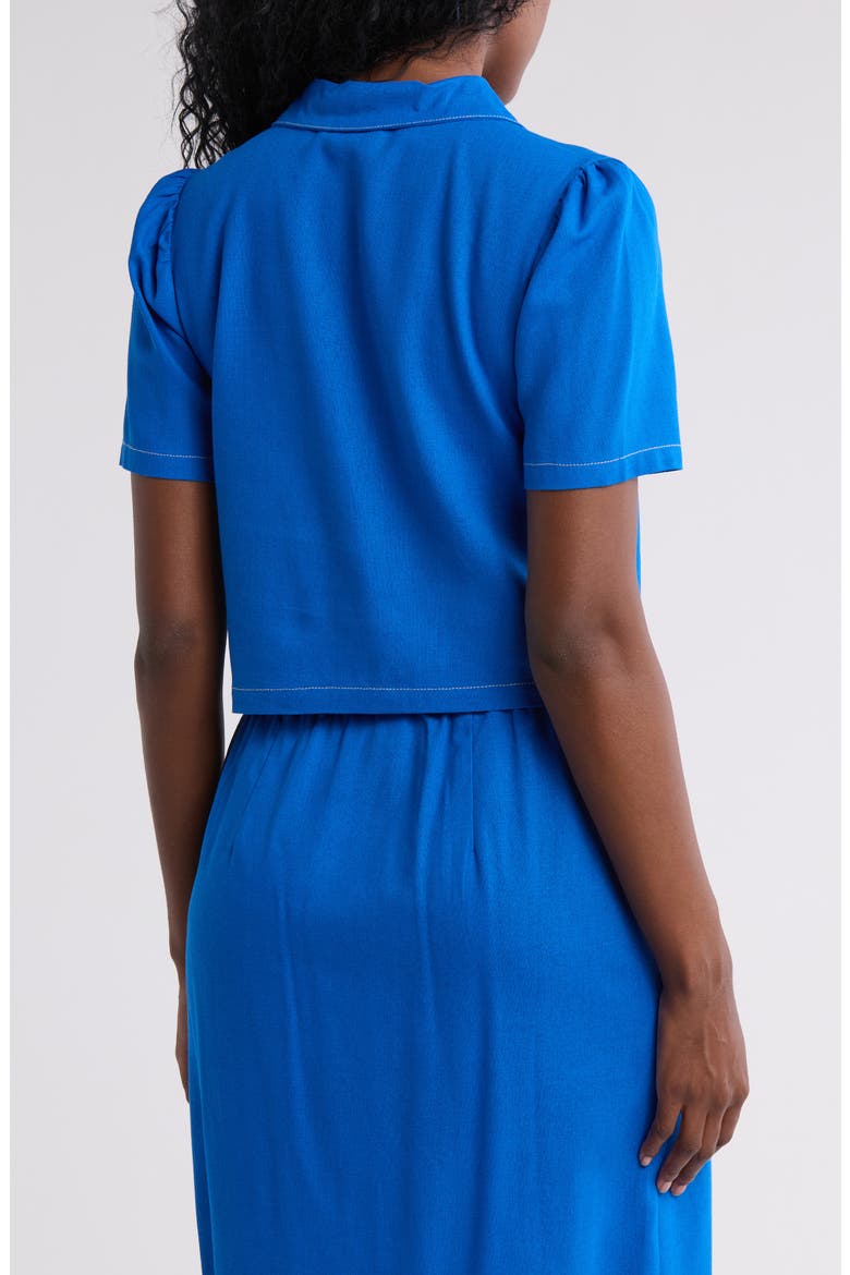 Abby Button Front Short Sleeve Top, Alternate, color, PRINCESS BLUE