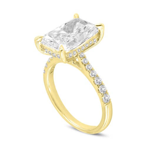 Luvmyjewelry Bayan 14k Yellow Gold Radiant Cut Lab Grown Diamond Hidden Halo Engagement Ring