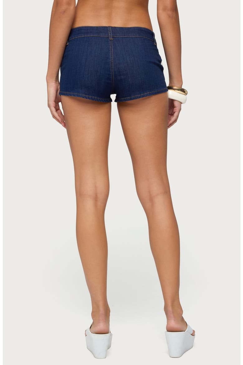Falen Drawstring Denim Micro Shorts, Alternate, color, DARK-BLUE