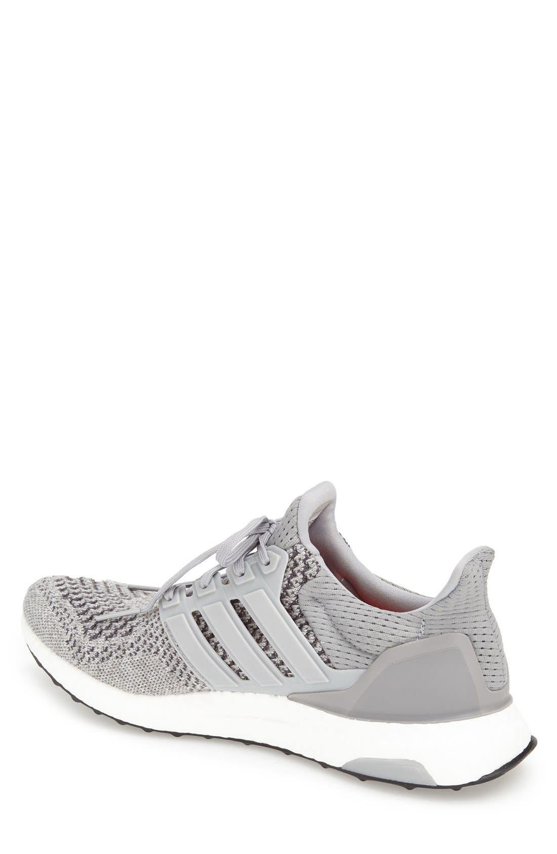 UltraBoost Running Shoe, Alternate, color, GREY/ SILVER/ SOLAR RED