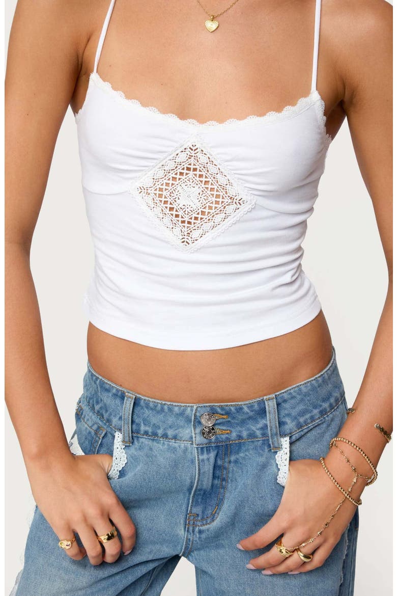 Morena Lace Trim Camisole, Alternate, color, WHITE