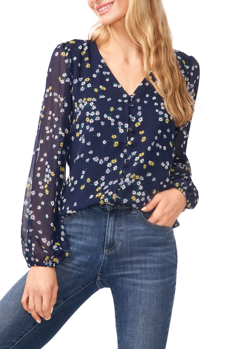 CeCe Floral Yoryu Chiffon Top, Main, color,