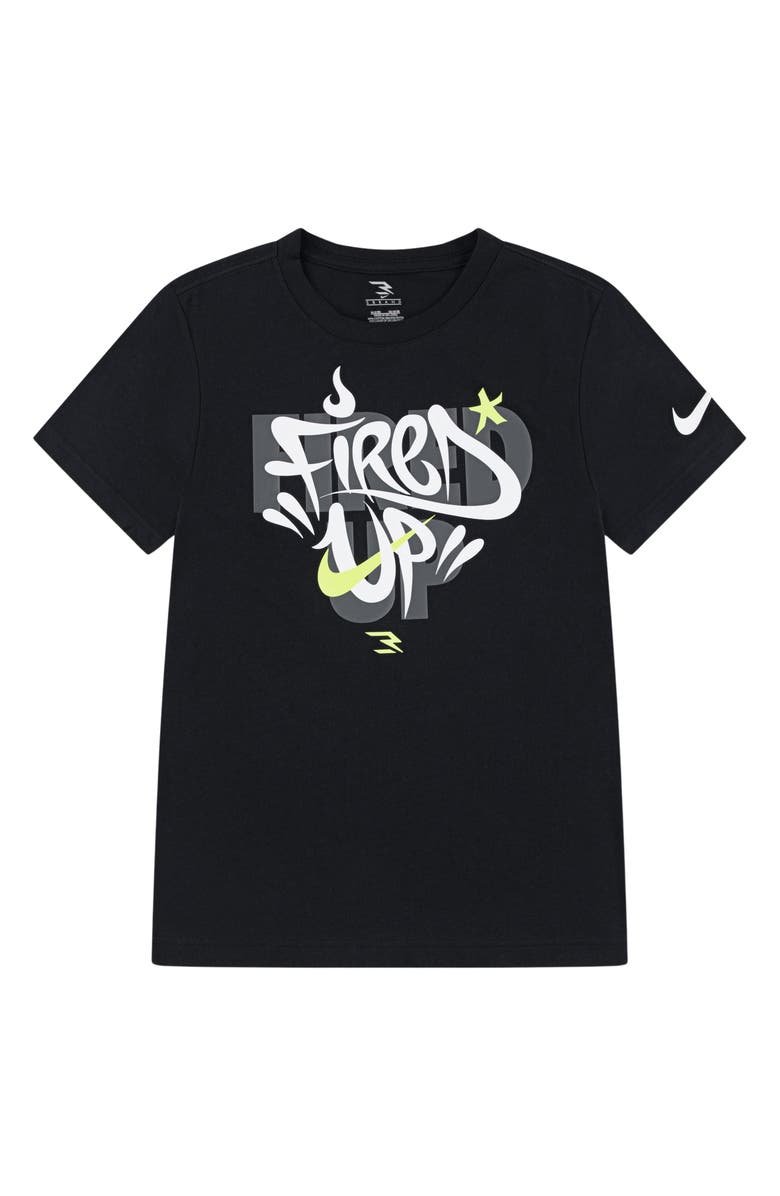 3 Brand Kids' Fired Up Graffiti Graphic T-Shirt, Main, color, Black