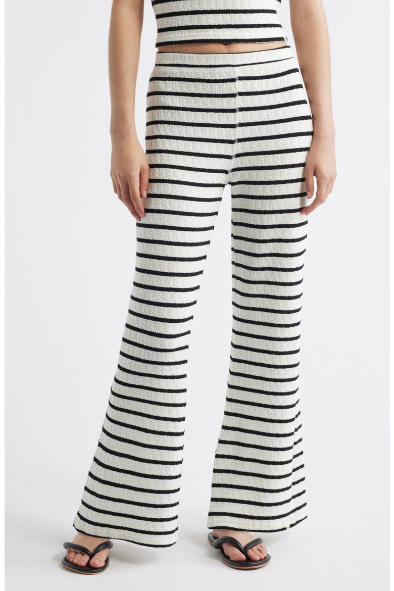 Bobbi Stripe Flare Pants, Main, color, BLACK/ OFF WHITE