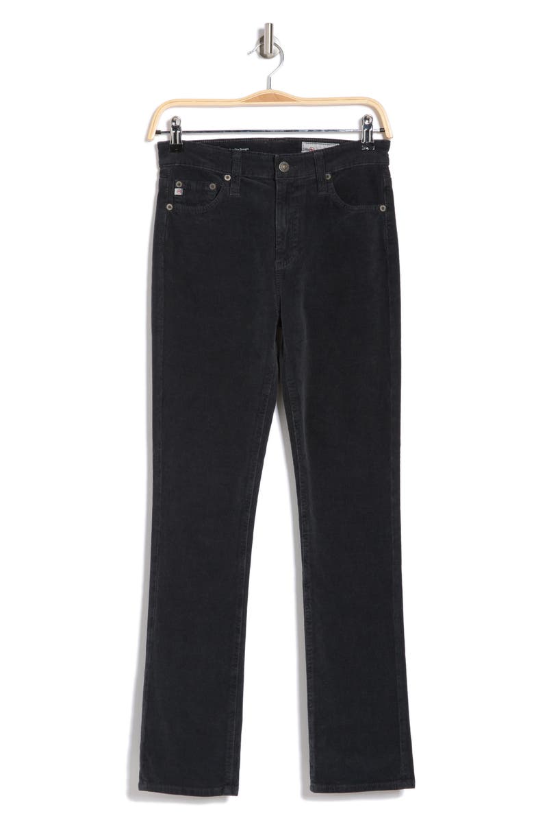 AG Mari High Waist Slim Ankle Straight Leg Corduroy Pants, Alternate, color, 1 Year Sulfur Black