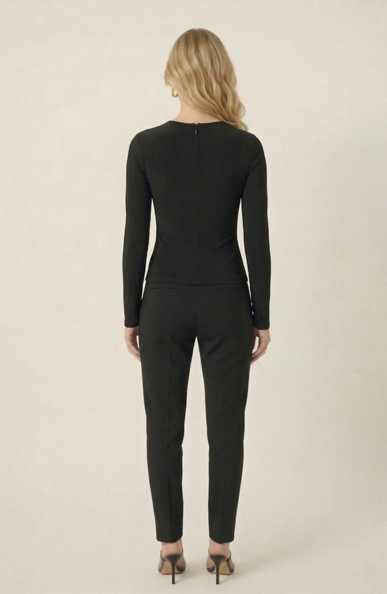 Modenaire Cutout Twist Front Top with Gold Hardware, Alternate, color, Black