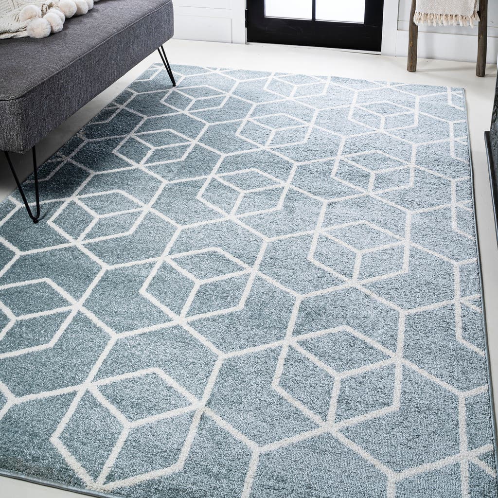 Jonathan Y Tumbling Blocks Modern Geometric Area Rug In Light Blue/white