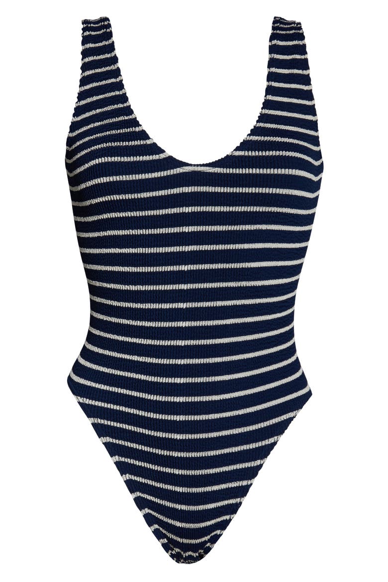 BOUND by Bond-Eye The Mara Ribbed One-Piece Swimsuit, Alternate, color, NAVY/ WHITE