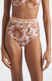 Zimmermann Aster High Waist Bikini Bottoms