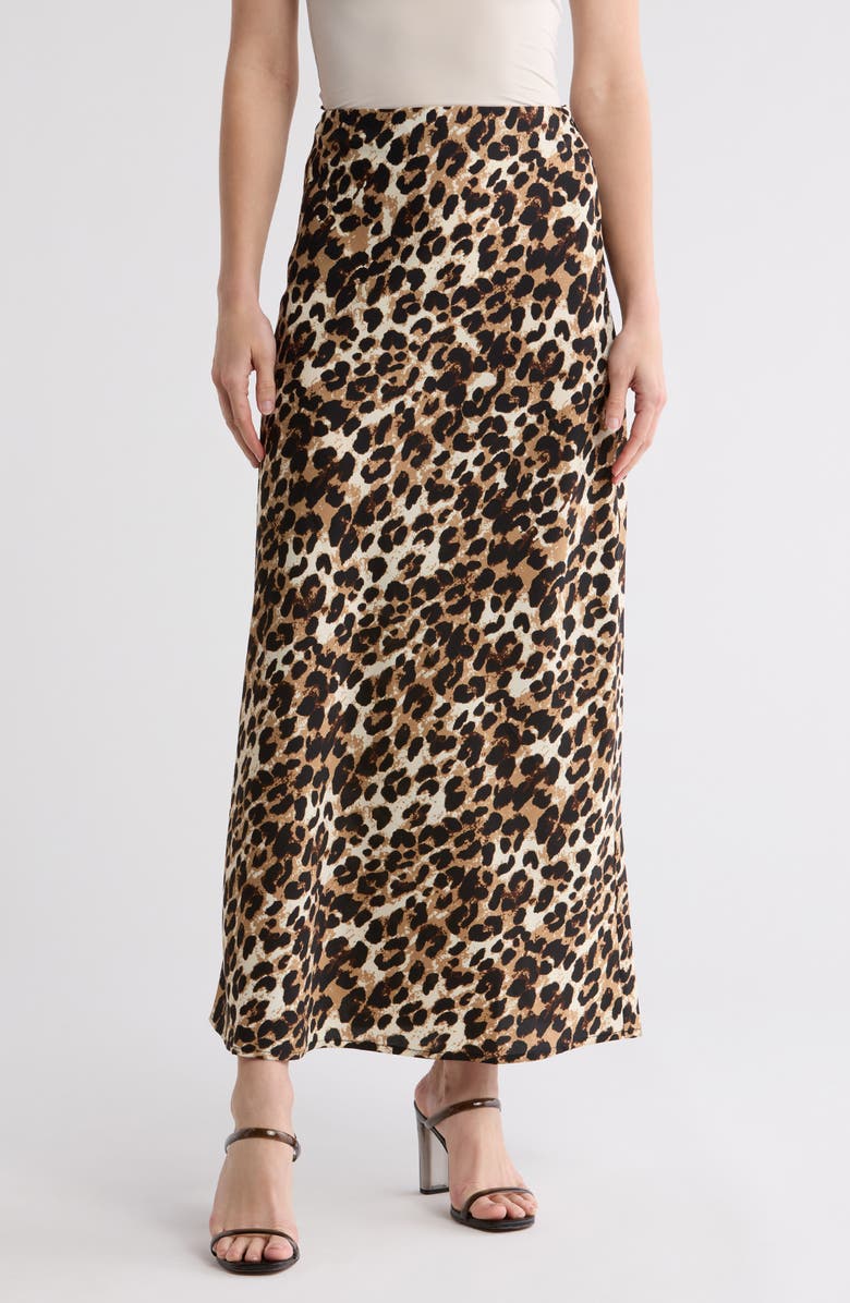 WISHLIST Animal Print Maxi Skirt, Main, color, Grey/ Combo