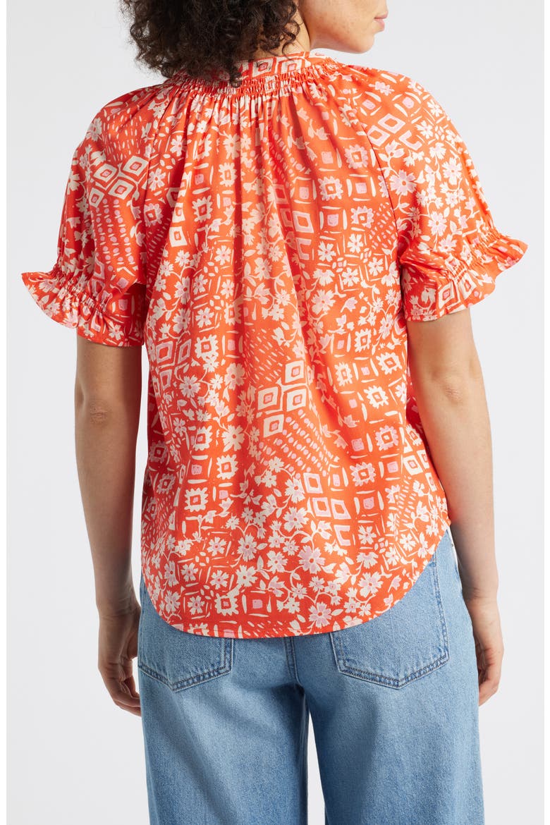 Print Puff Sleeve Top, Alternate, color, PAPAYA PUNCH MULTI