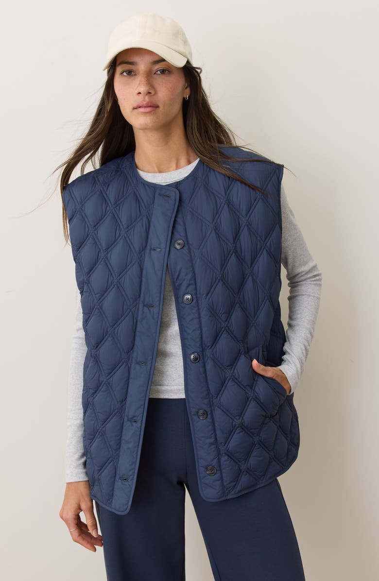Marine Layer Marina Quilted Vest, Alternate, color, Navy