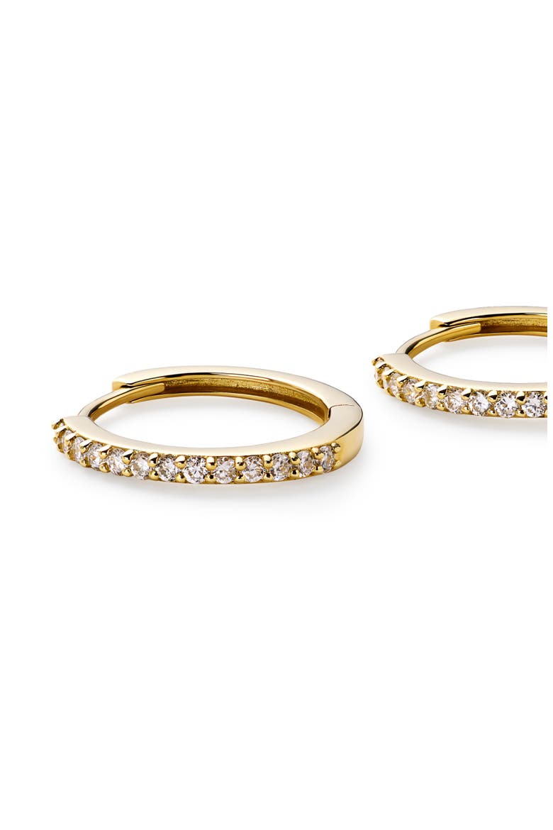 Diamond Hoop Earrings - Diamond Huggie Hoops Medium, Alternate, color, Gold