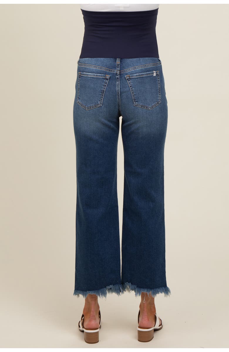PinkBlush Fringe Hem Maternity Cropped Jeans, Alternate, color, Blue