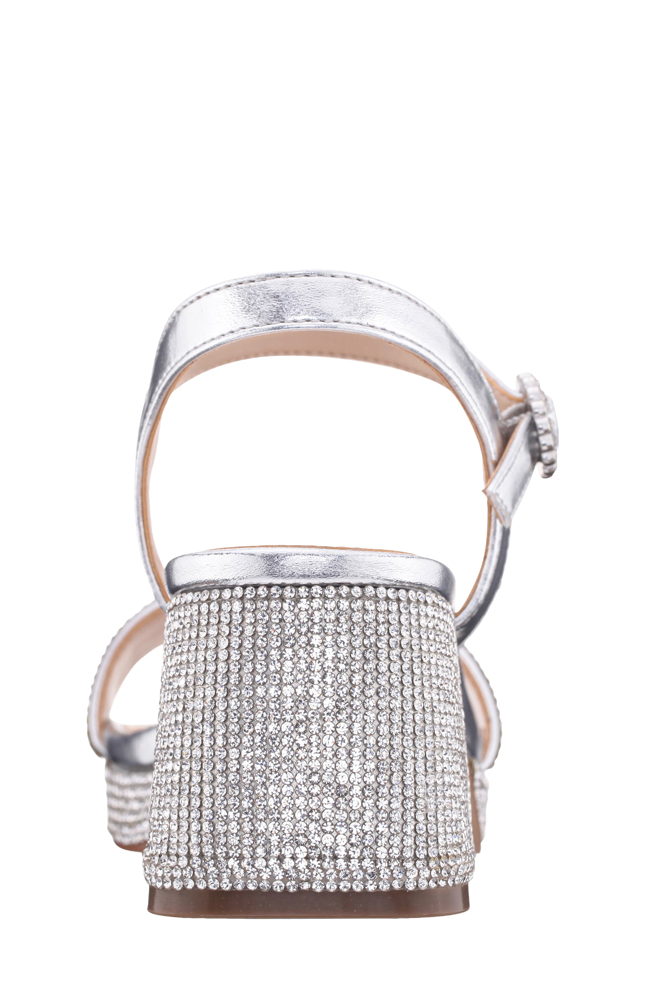 Nina Kids' Marysol Ankle Strap Platform Sandal, Alternate, color, Silver Metallic Stones
