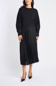 Halogen® Mixed Media Plaid Dress