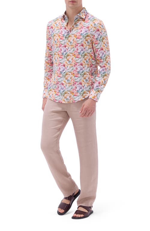 Bugatchi Julian Shaped Fit Linen Button-up Shirt In Sand