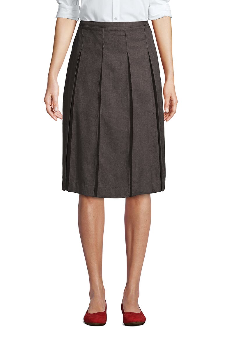 School Uniform  Solid Box Pleat Skirt Below the Knee, Main, color, Gray