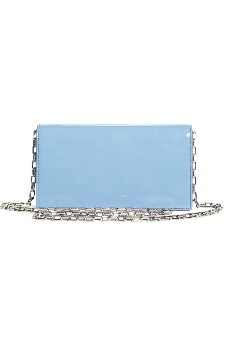 Christian Louboutin Bettina Patent Leather Clutch, Alternate, color, Ceruleo/ Silver