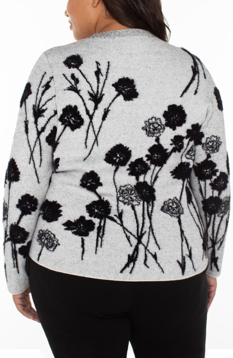 Liverpool Los Angeles Floral Jacquard Crewneck Sweater, Alternate, color, Light Grey Black Floral
