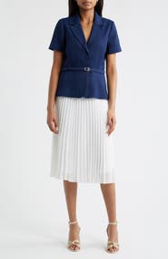 Julia Jordan Faux Two-Piece Short Sleeve Belted Midi Dress
