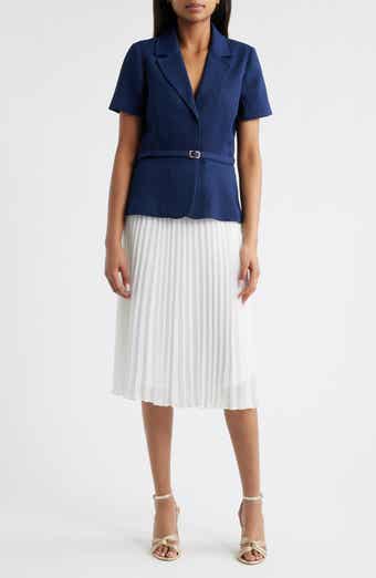 Faux Two-Piece Short Sleeve Belted Midi Dress