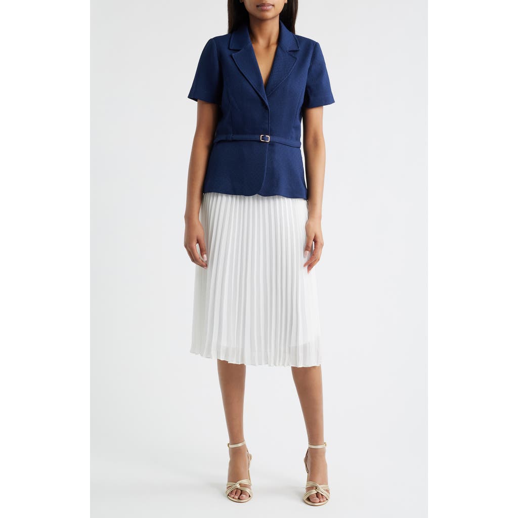 Julia Jordan Faux Two-piece Short Sleeve Belted Midi Dress