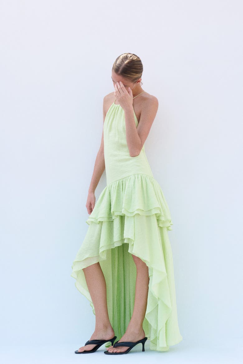 Tiered High-low Dress, Alternate, color, Light green