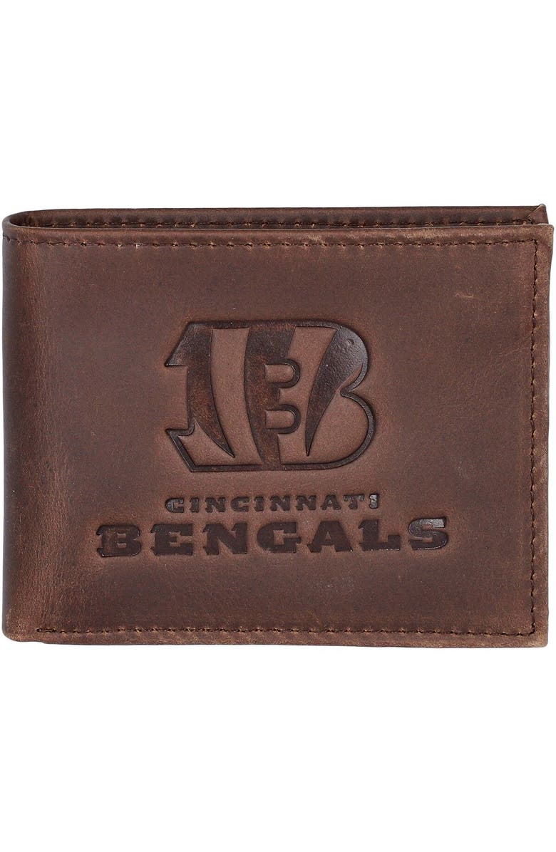 Evergreen Enterprises Brown Cincinnati Bengals Bifold Leather Wallet, Main, color, 