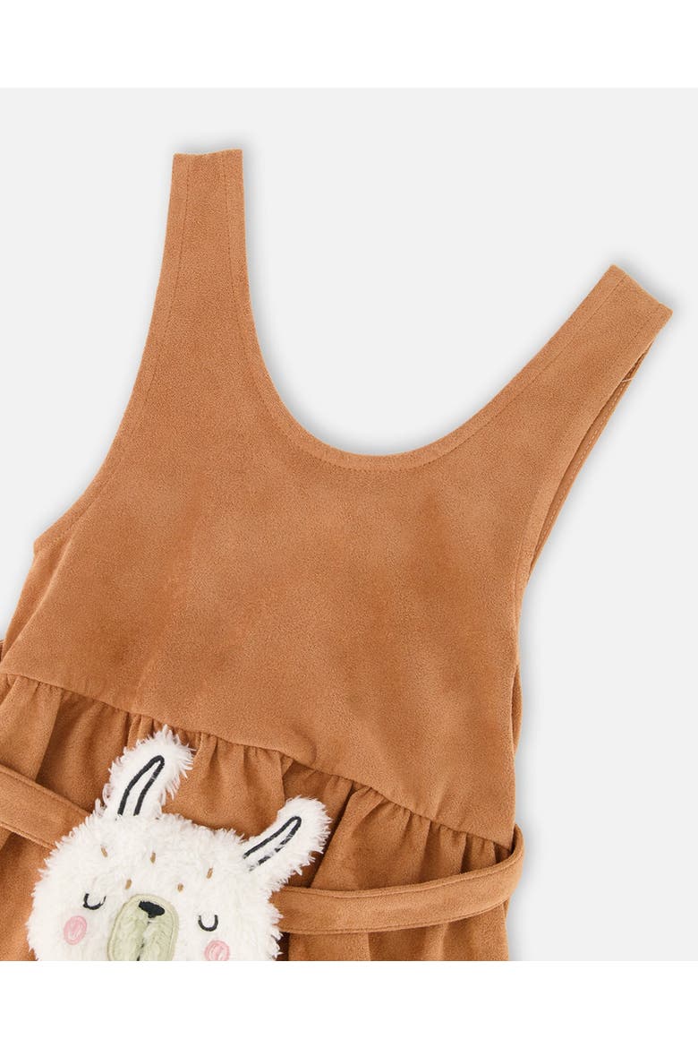 Stretch Suede Effect Jumper with Llama Bag, Alternate, color, Light Pecan Brown