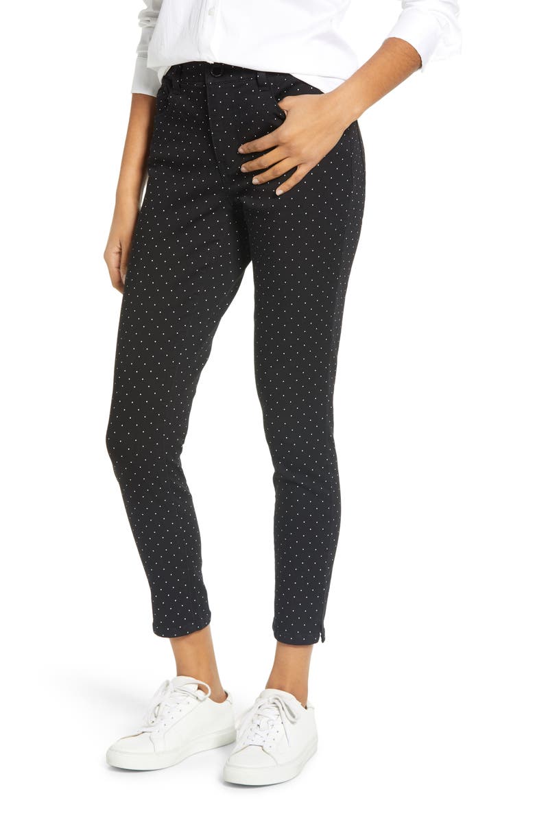Wit & Wisdom 'Ab'Solution High Waist Polka Dot Ankle Skinny Pants, Main, color, 