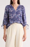 Renee C Floral Tie Cuff Top