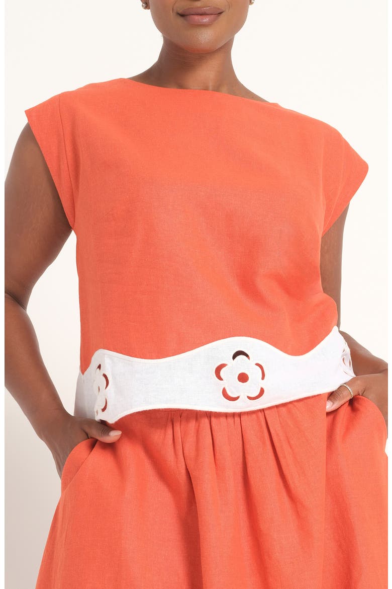 Kaia Colorblock Embroidered Top, Alternate, color, PERSIMMON