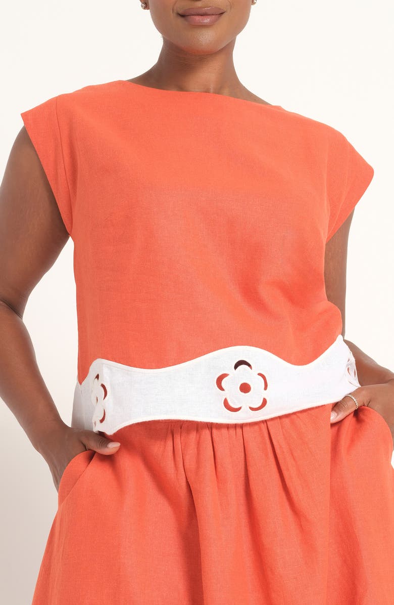 Estelle Kaia Colorblock Embroidered Top, Alternate, color, Persimmon