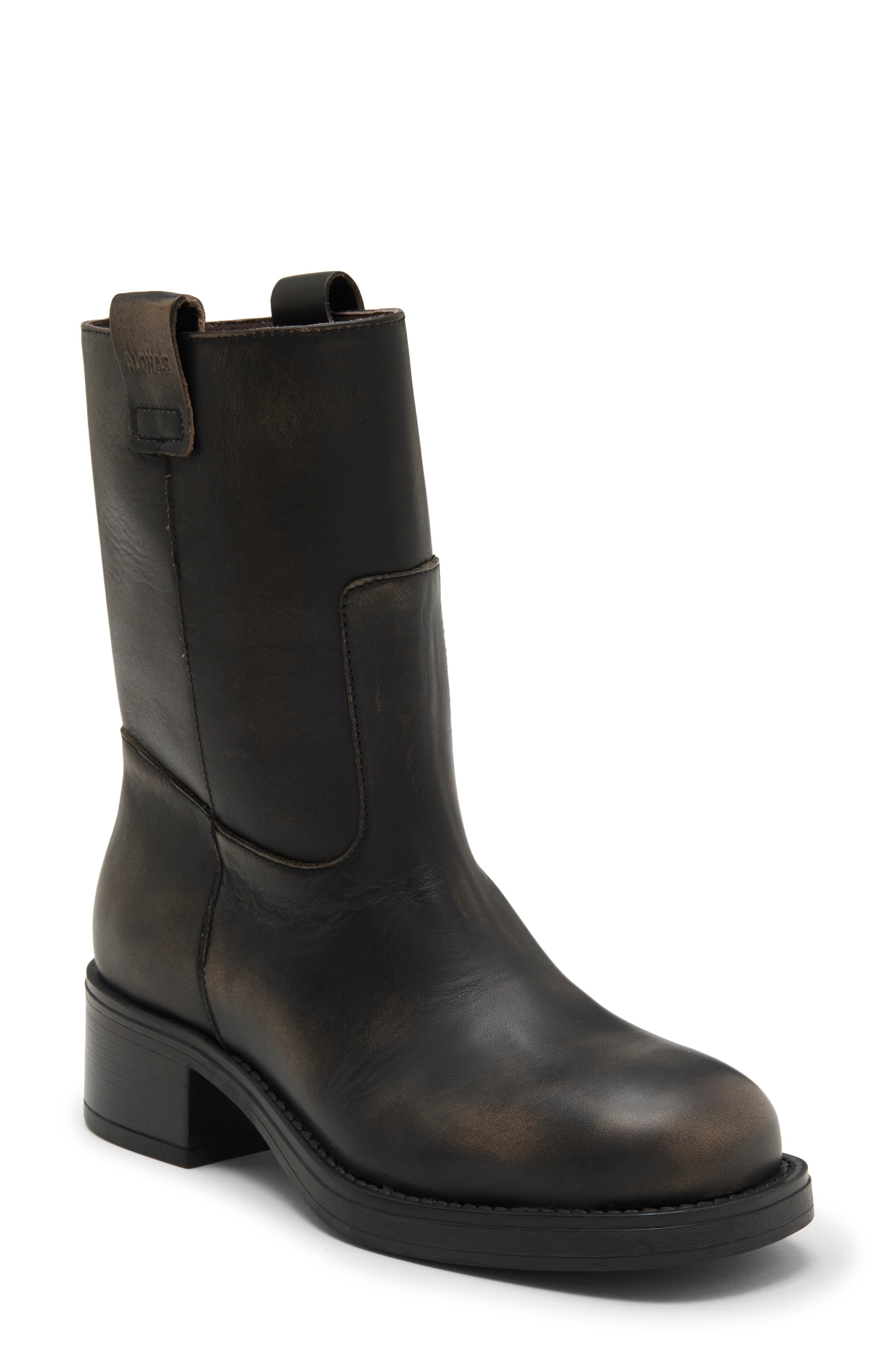 Rajan Round Toe Short Boot, Main, color, BRUSHED BROWN