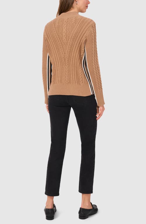 Halogenr Halogen(r) Mixed Cable Mock Neck Sweater In Brown