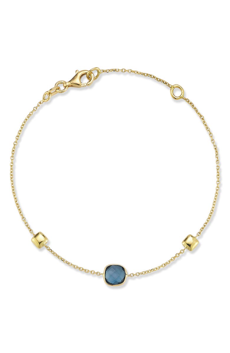 Ember Fine Jewelry London Blue Topaz Chain Bracelet, Main, color, Gold