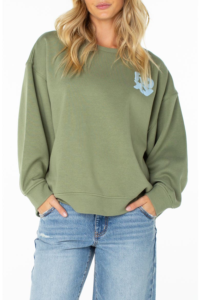 Morning Stroll Oversize Logo Graphic Sweatshirt, Main, color, OIL GREEN