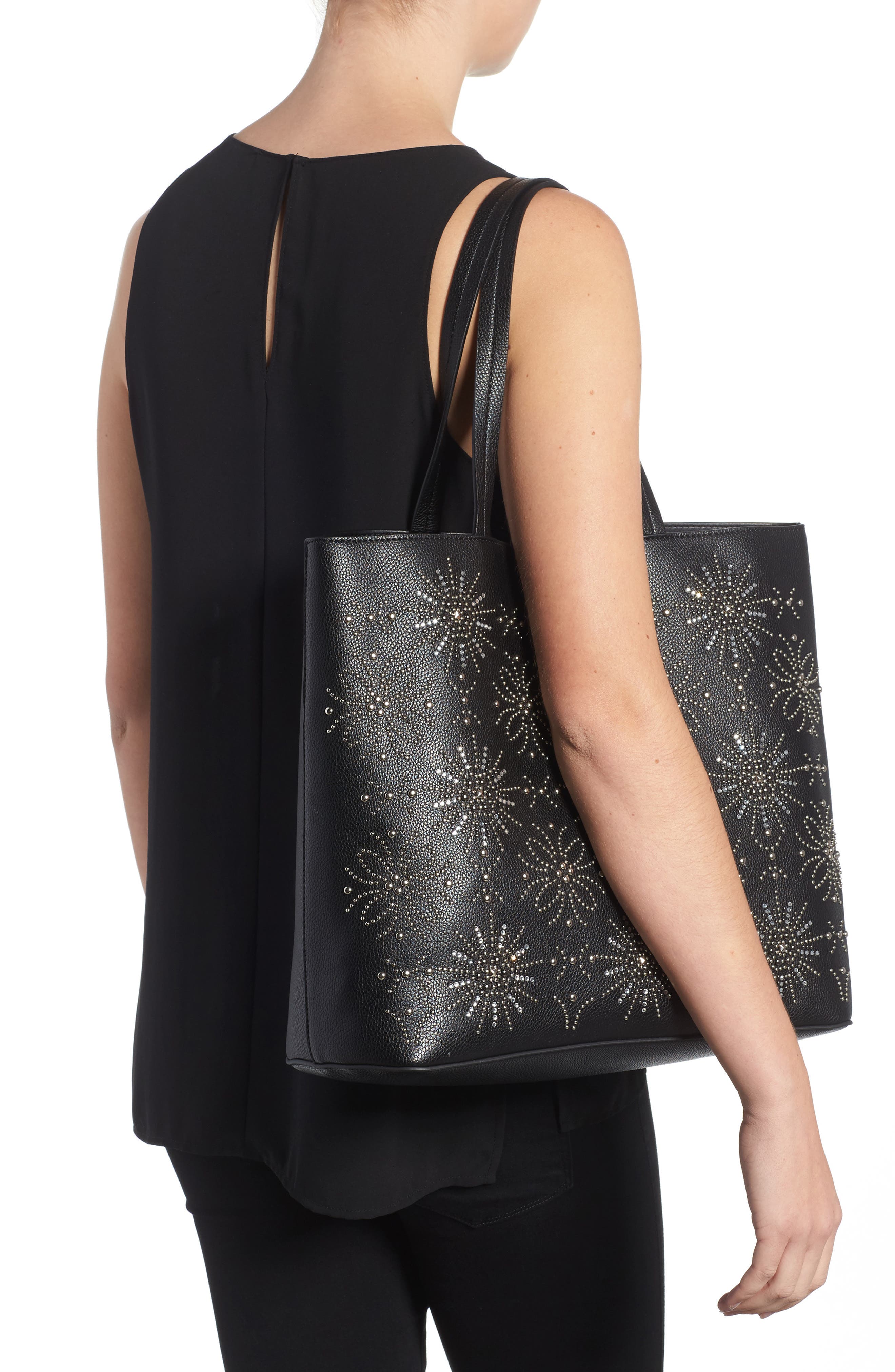 Chelsea28 Starburst Faux Leather Tote & Zip Pouch, Alternate, color, 