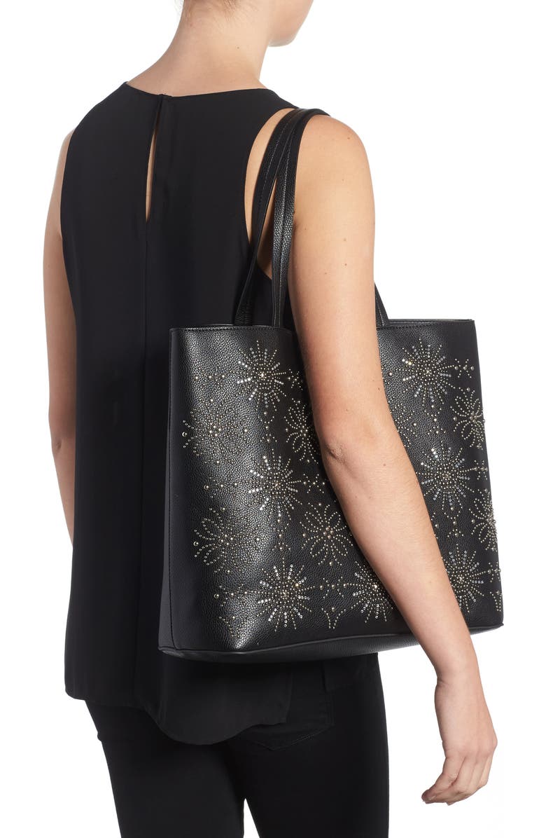 Chelsea28 Starburst Faux Leather Tote & Zip Pouch, Alternate, color,