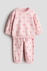 H&M 2-piece Printed Brushed Sweatshirt Set