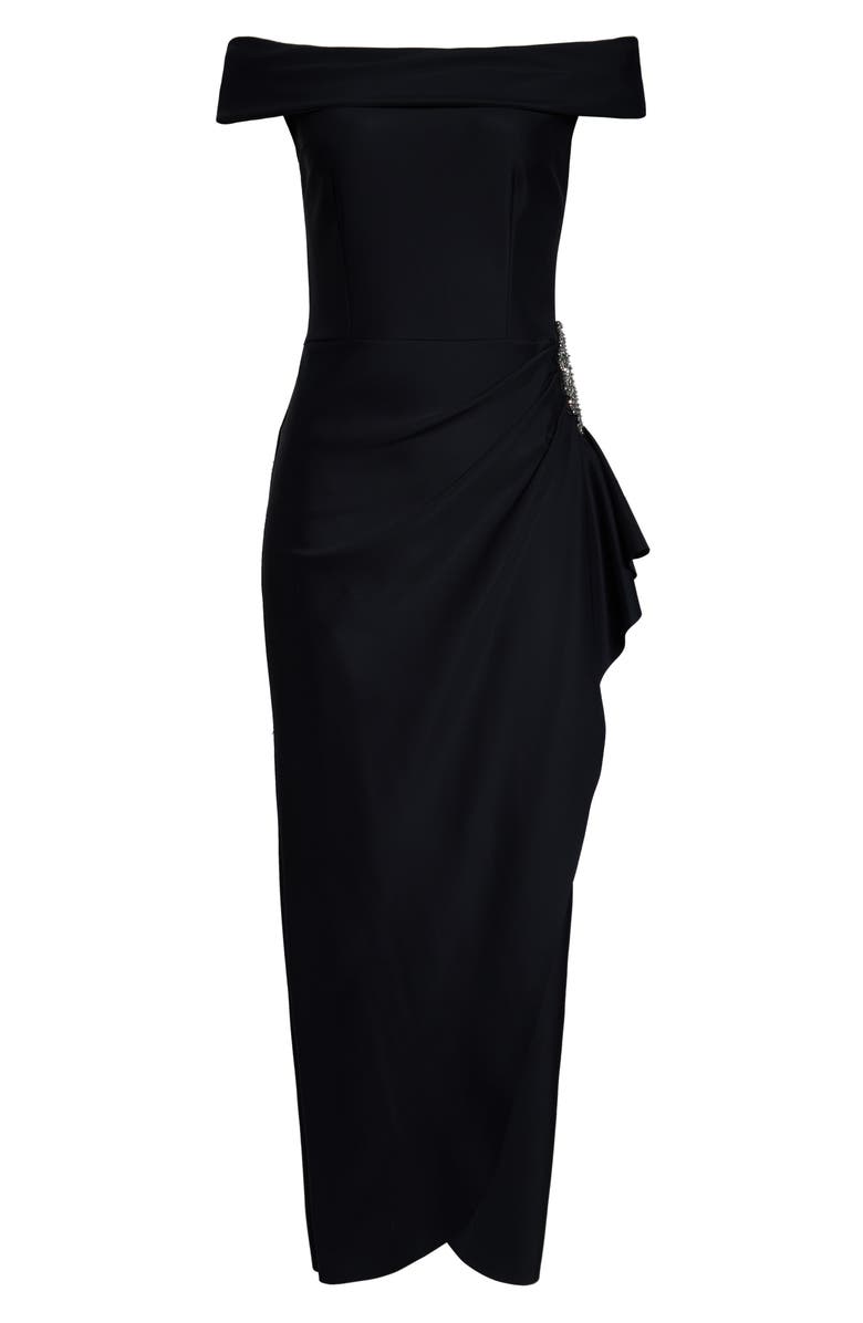 Alex Evenings Off the Shoulder Side Swept Evening Gown, Alternate, color, 