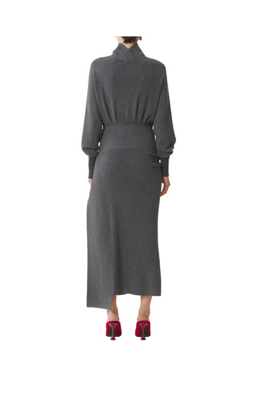 Lanvin Knee Length Dress With Turtleneck And Side Slit In Gray
