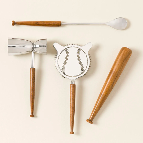 Uncommon Goods Batter Up Mlb Cocktail Shaker & Bar Tool Set In Silver