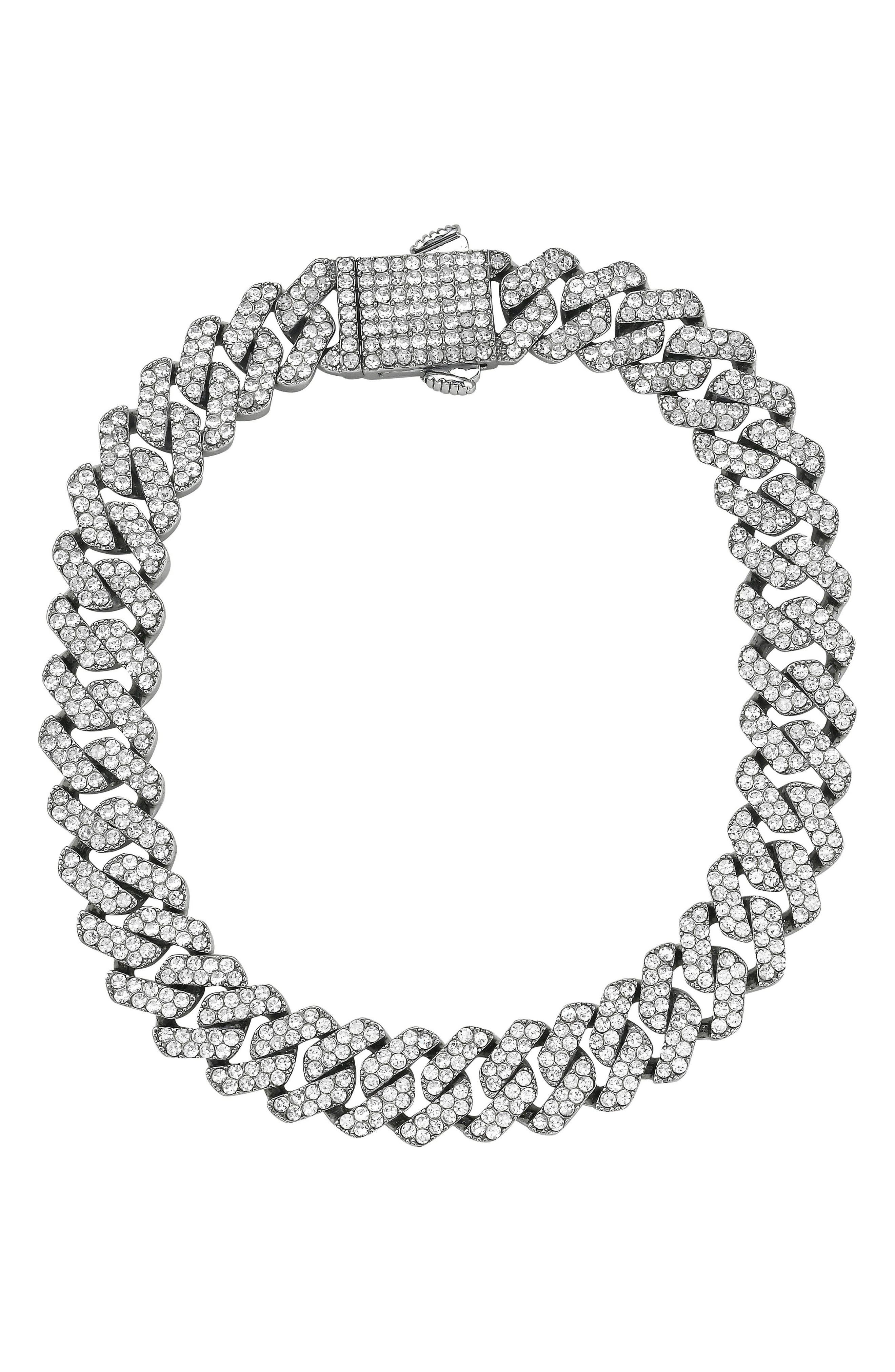 Adornia Men's Pavé Cubic Zirconia 10mm Curb Chain Bracelet