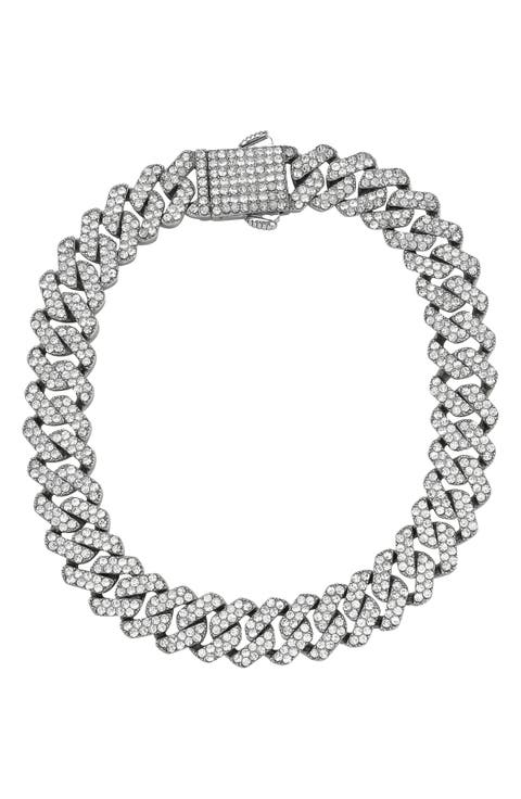 Men's Pavé Cubic Zirconia 10mm Curb Chain Bracelet