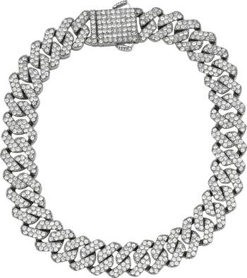 Men's Pavé Cubic Zirconia 10mm Curb Chain Bracelet
