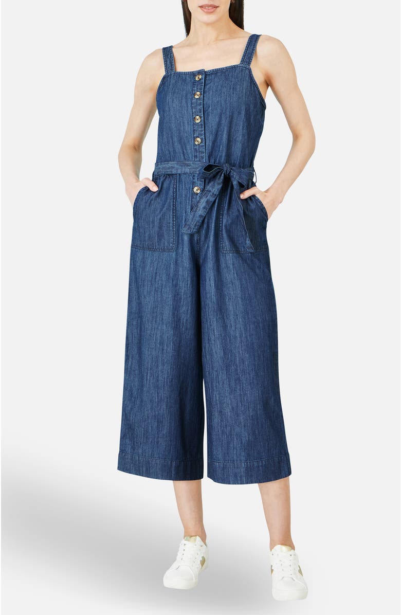 Yumi Chambray Button Through Jumpsuit, Alternate, color, Blue