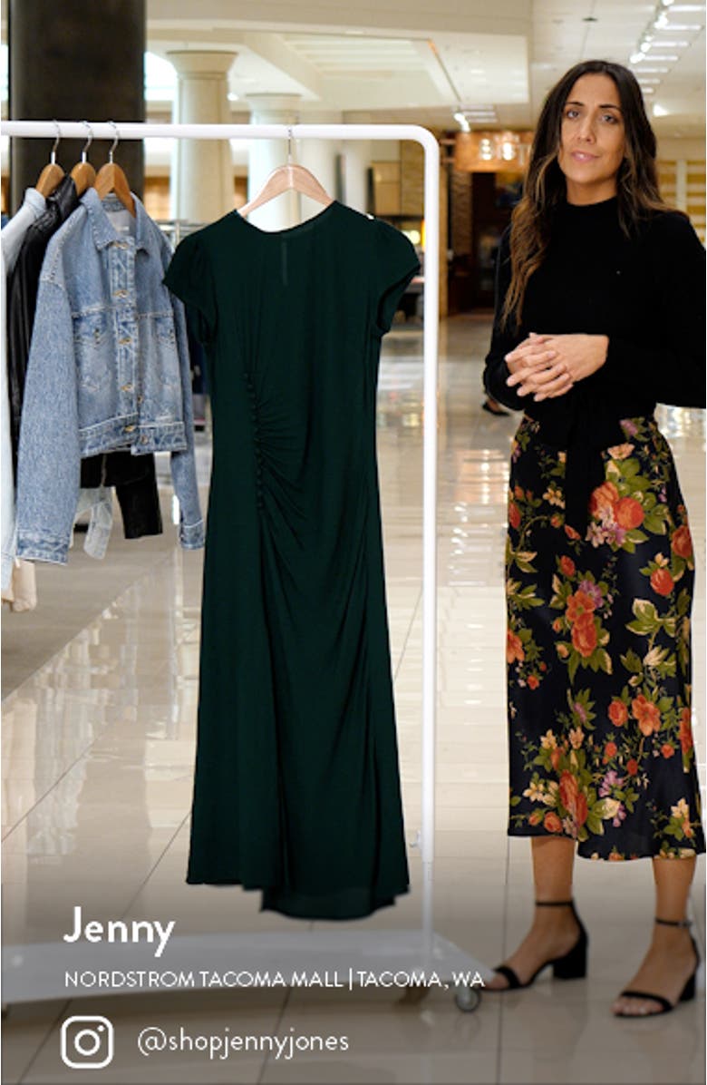 Frasier Gathered Short Sleeve Midi Dress, sales video thumbnail