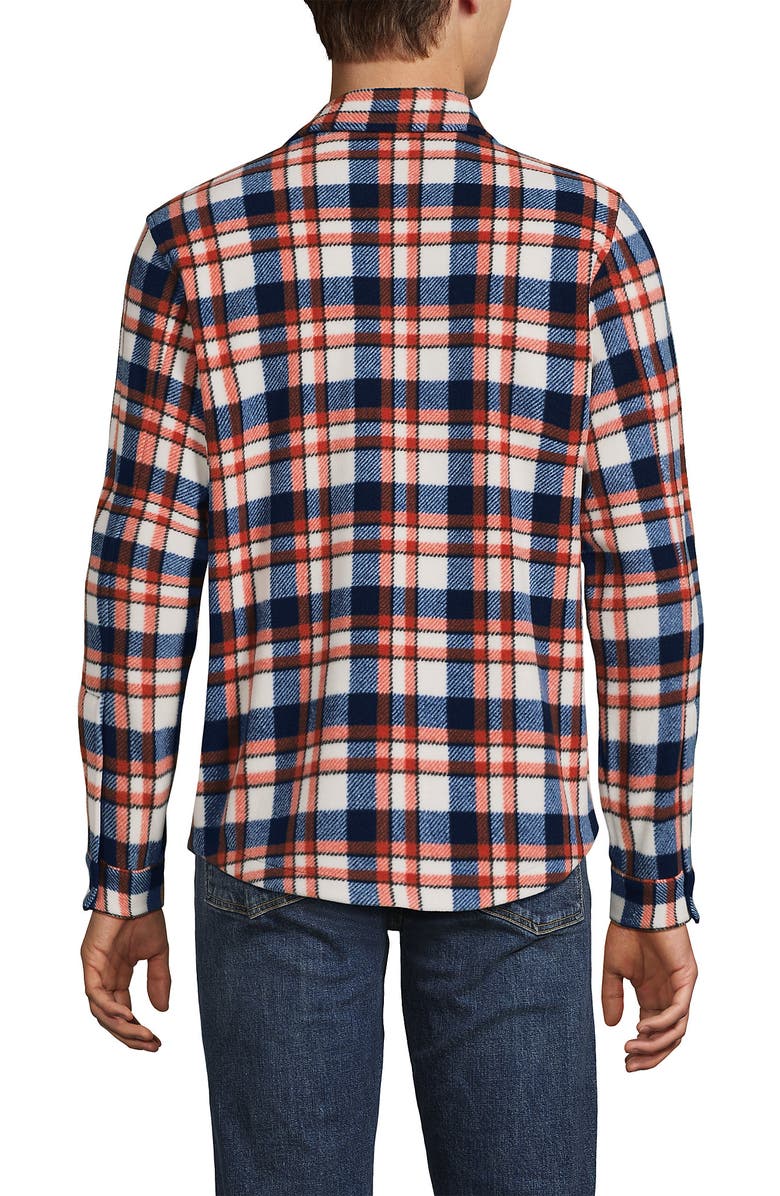 Lands' End Anyweather Fleece Shirt Jacket, Alternate, color, Navy/Bourbon Plaid